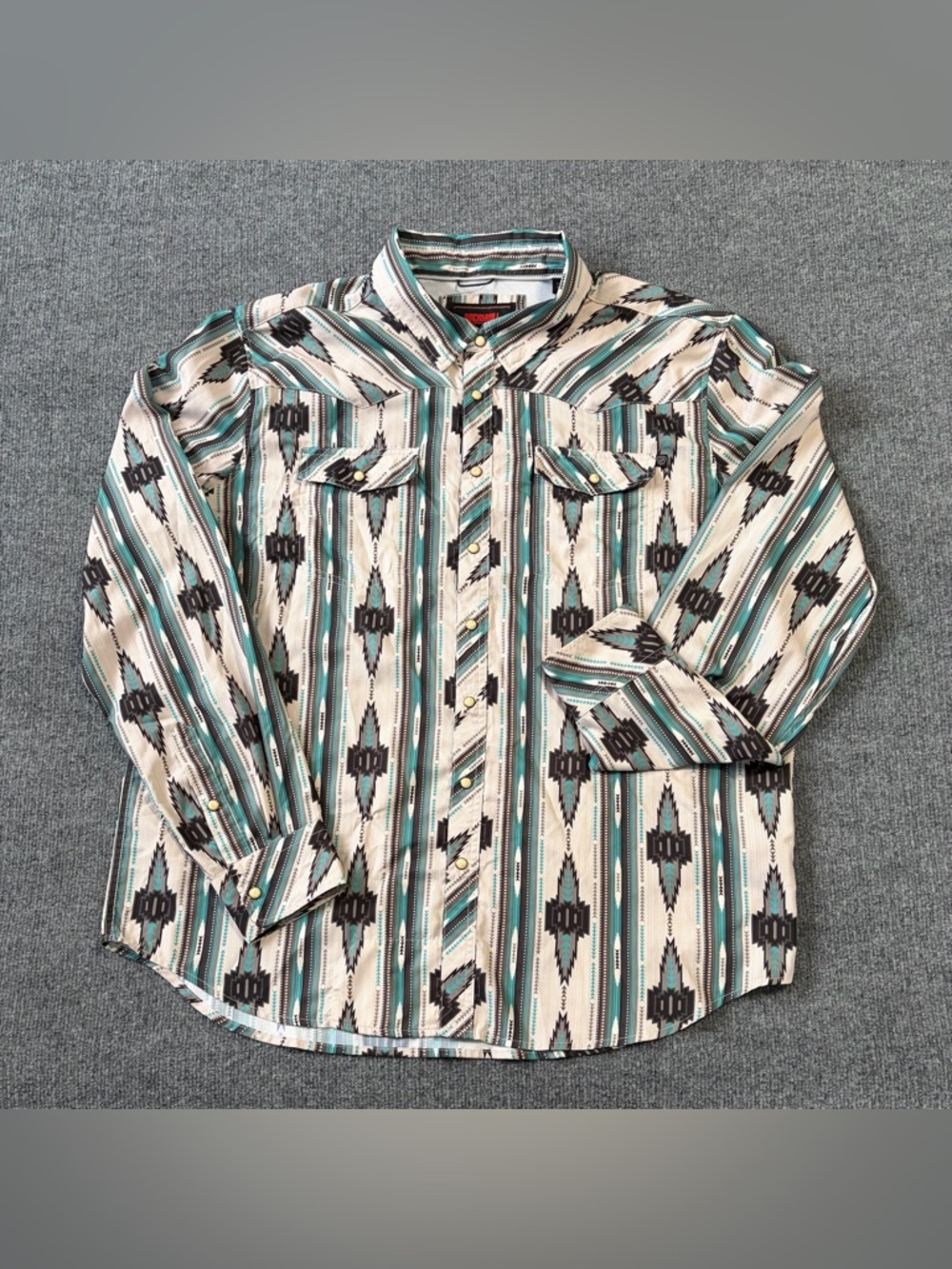 Rock & Roll Denim Western Shirt XL Aztec Snap Front Long Sleeve Rodeo